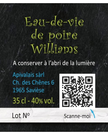 Eau-de-vie de poire Williams, 40 % vol.
